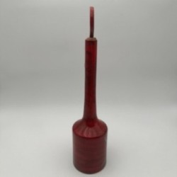 Modernist Red Glazed Ceramic Bottle with Sculptural Stopper, Signed, circa 1970