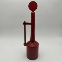 Modernist Red Glazed Ceramic Bottle with Sculptural Stopper, Signed, circa 1970