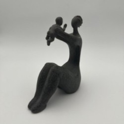 Modernist Ceramic Sculpture of a Woman Carrying a Child, France, circa 1970