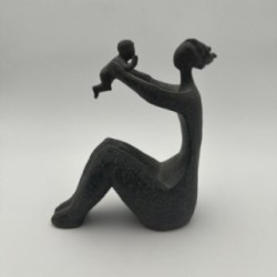 Modernist Ceramic Sculpture of a Woman Carrying a Child, France, circa 1970