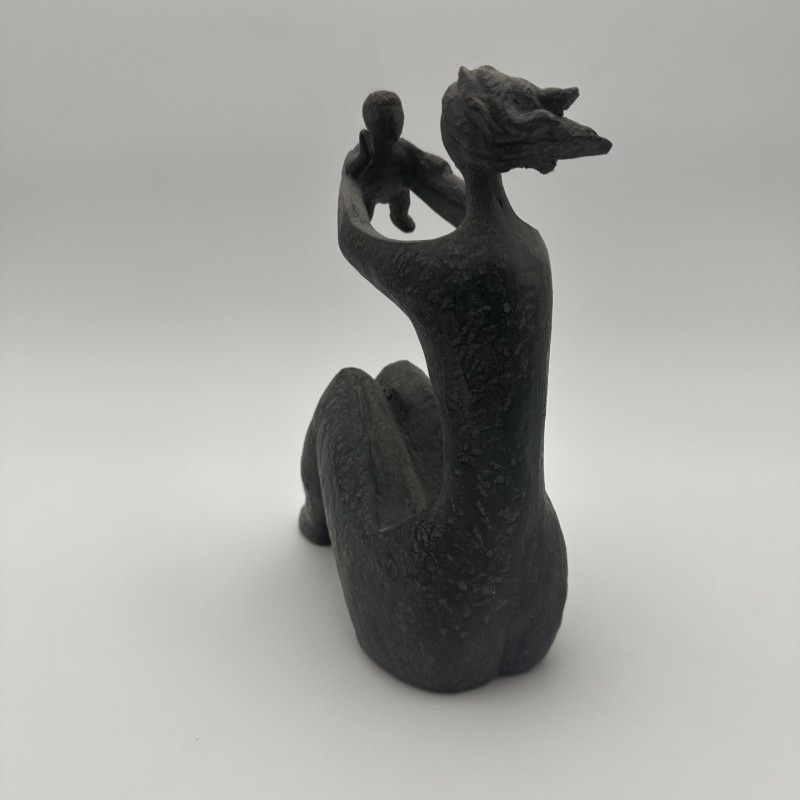 Modernist Ceramic Sculpture of a Woman Carrying a Child, France, circa 1970