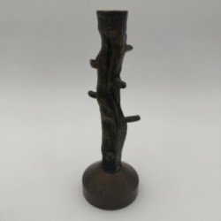 Pair of Faux-Wood Bronze Candlesticks, circa 1970