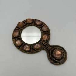 Gilt Metal Hand Mirror, in the Style of Line Vautrin, Italian Work, circa 1970
