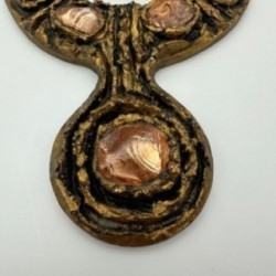 Gilt Metal Hand Mirror, in the Style of Line Vautrin, Italian Work, circa 1970