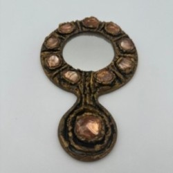 Gilt Metal Hand Mirror, in the Style of Line Vautrin, Italian Work, circa 1970