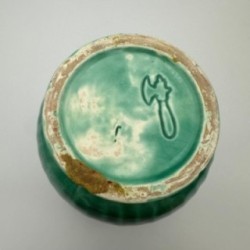 Green Ceramic Vase with Doe Decor, Signed Sainte Radegonde, circa 1970