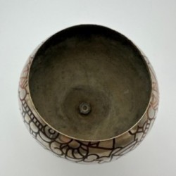 Art Deco Dinanderie Vase with Geometric Decor, circa 1970