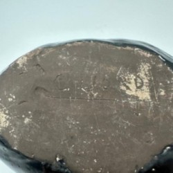 Fish-Shaped Black Ceramic Catchall, Signed, circa 1970