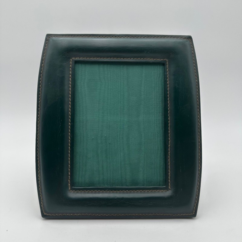 Green Leather Photo Frame, in the Style of Jacques Adnet, French Work, circa 1950