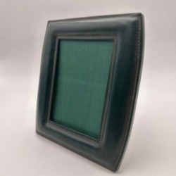 Green Leather Photo Frame, in the Style of Jacques Adnet, French Work, circa 1950