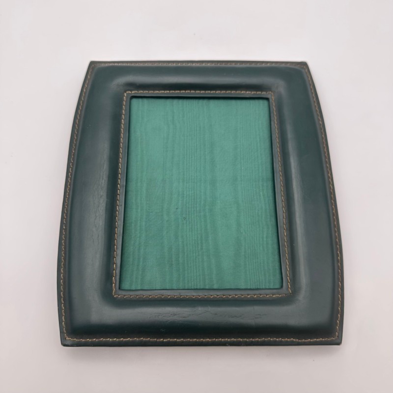 Green Leather Photo Frame, in the Style of Jacques Adnet, French Work, circa 1950