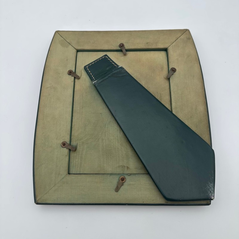 Green Leather Photo Frame, in the Style of Jacques Adnet, French Work, circa 1950