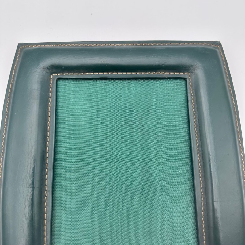 Green Leather Photo Frame, in the Style of Jacques Adnet, French Work, circa 1950