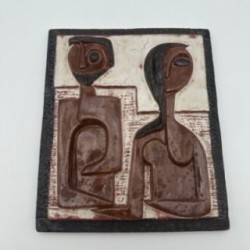 Glazed Terracotta Wall Panel Depicting a Couple, Ostend, 1972
