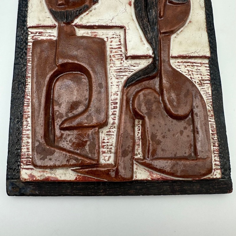Glazed Terracotta Wall Panel Depicting a Couple, Ostend, 1972
