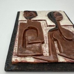 Glazed Terracotta Wall Panel Depicting a Couple, Ostend, 1972