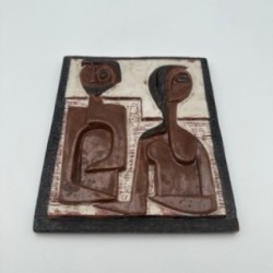 Glazed Terracotta Wall Panel Depicting a Couple, Ostend, 1972