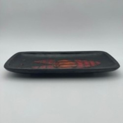 Black Ceramic Dish or Vide-Poche with Fish decoration, by Oswald Tieberghien, circa 1970