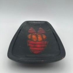 Black Ceramic Dish or Vide-Poche with Fish decoration, by Oswald Tieberghien, circa 1970