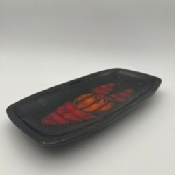 Black Ceramic Dish or Vide-Poche with Fish decoration, by Oswald Tieberghien, circa 1970