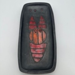 Black Ceramic Dish or Vide-Poche with Fish decoration, by Oswald Tieberghien, circa 1970