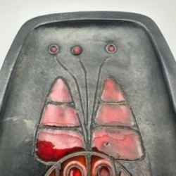 Black Ceramic Dish or Vide-Poche with Fish decoration, by Oswald Tieberghien, circa 1970