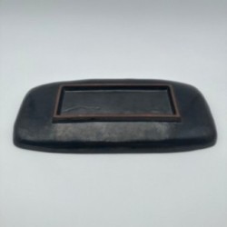 Black Ceramic Dish or Vide-Poche with Fish decoration, by Oswald Tieberghien, circa 1970
