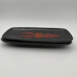 Set of Two Black Ceramic Fish Dishes or Vide-Poche By Oswald Tieberghien.France. Circa 1970