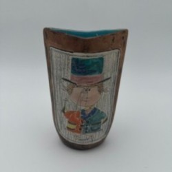 Vase in Ceramic and Painted Leather, De Coccio, Italy, 1950s