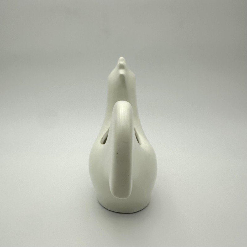 White Ceramic Rooster, French Production in the Style of Jouve, Circa 1950