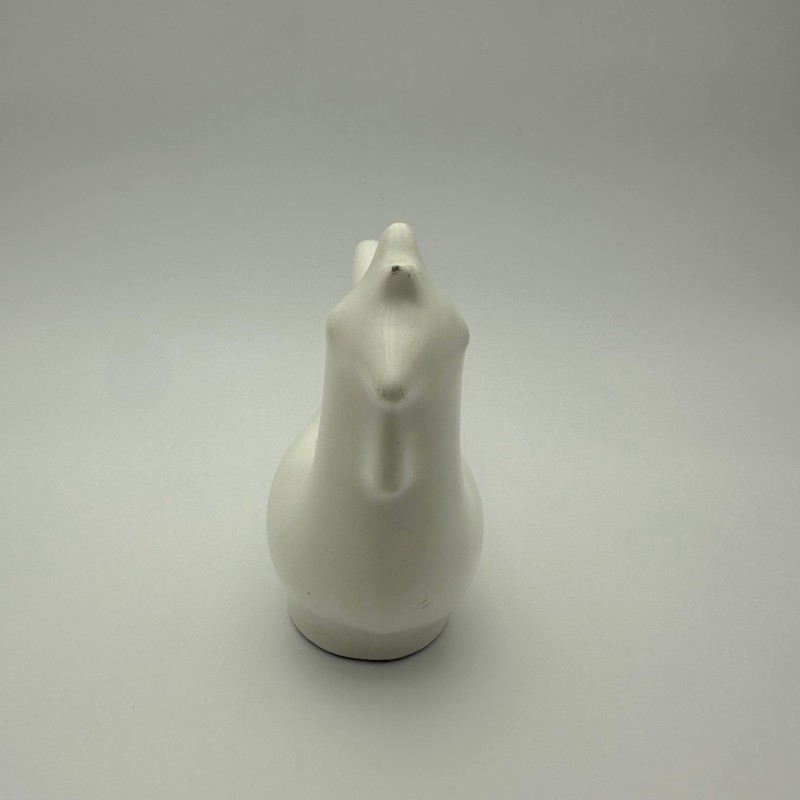 White Ceramic Rooster, French Production in the Style of Jouve, Circa 1950