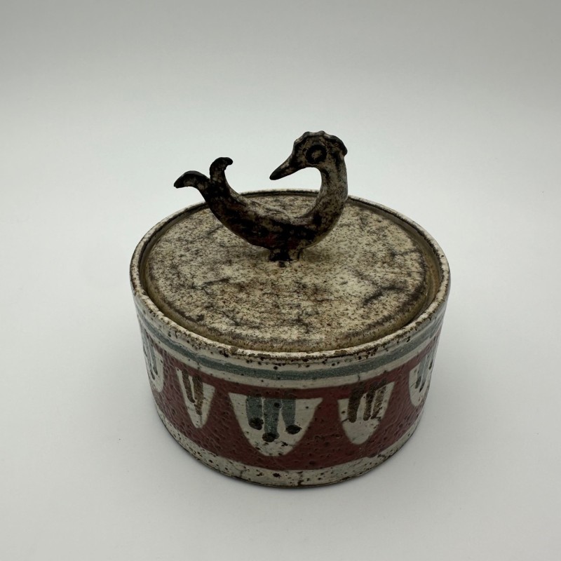Lidded Polychrome Ceramic Pot by Jean Derval, 1970s