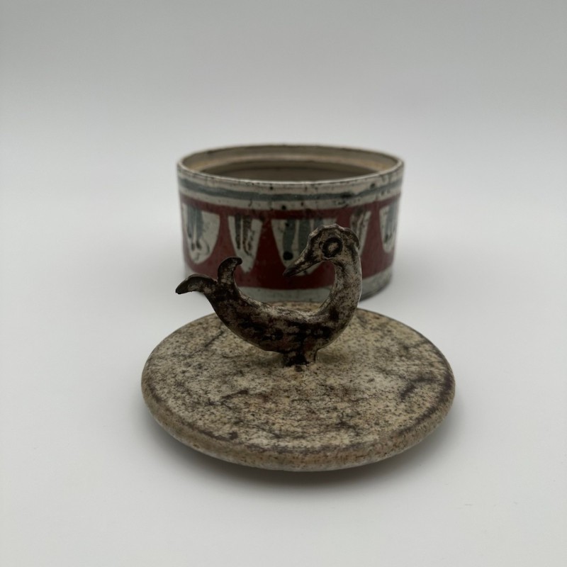 Lidded Polychrome Ceramic Pot by Jean Derval, 1970s