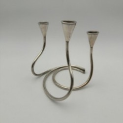 Design Candle Holder in Silvered Metal for 3 Candles, French Production, Circa 1970