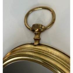 Large Brass Mirror Shaped as a Pocket Watch, French Production, Circa 1970