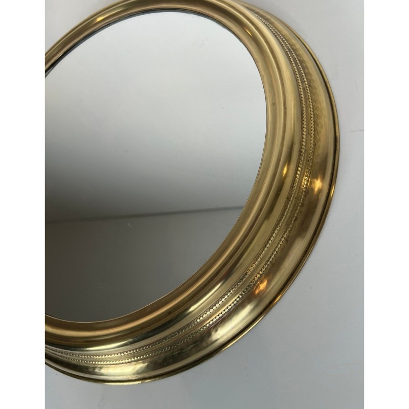 Large Brass Mirror Shaped as a Pocket Watch, French Production, Circa 1970