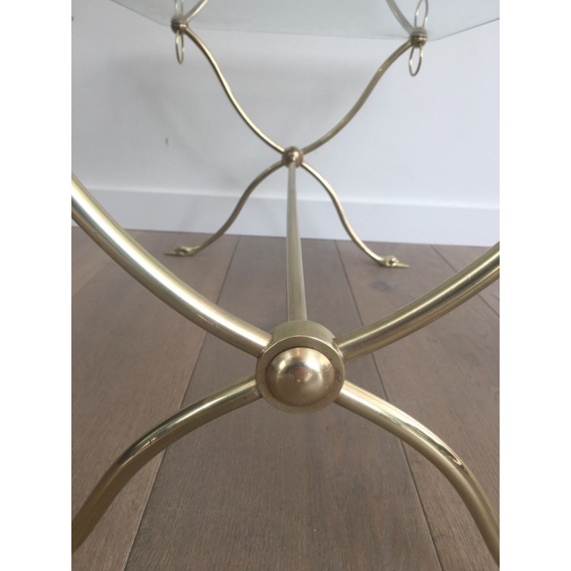 Swan-Neck Coffee Table in Brass with Glass Top, Maison Jansen, Circa 1940