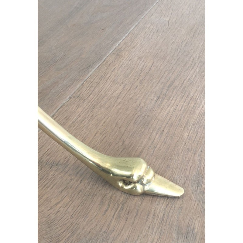 Swan-Neck Coffee Table in Brass with Glass Top, Maison Jansen, Circa 1940