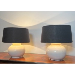 Pair of Mid-Century Modern Ceramic Table Lamps, French Work, circa 1970