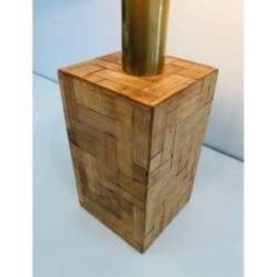 Straw Marquetry Table Lamp, French Production, Circa 1950