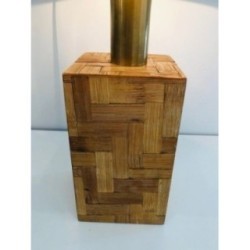 Straw Marquetry Table Lamp, French Production, Circa 1950