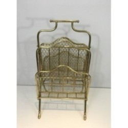 Neoclassical Brass Magazine Rack by Maison Jansen, Circa 1940