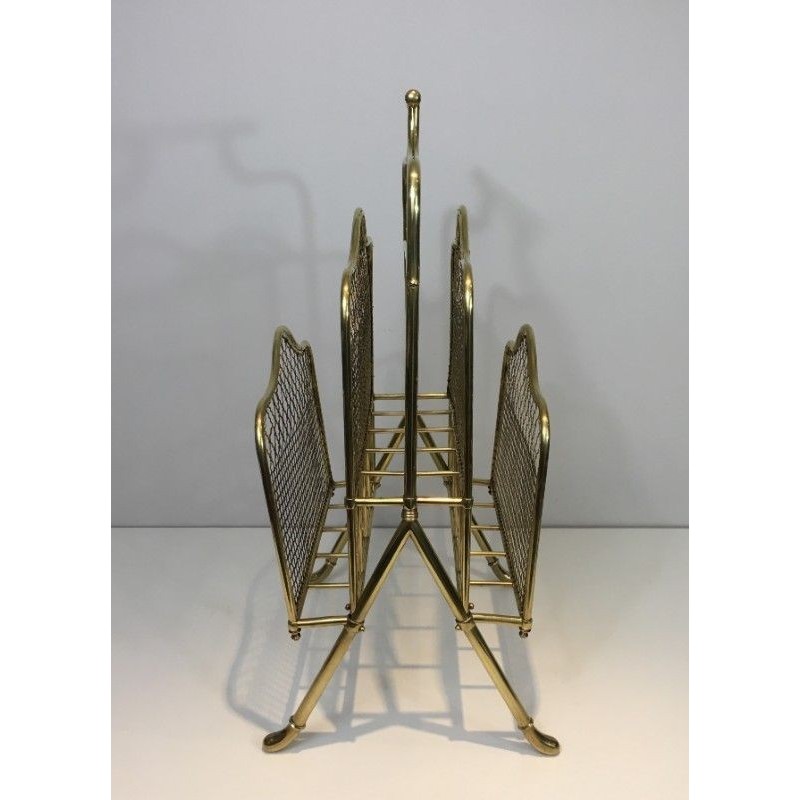 Neoclassical Brass Magazine Rack by Maison Jansen, Circa 1940