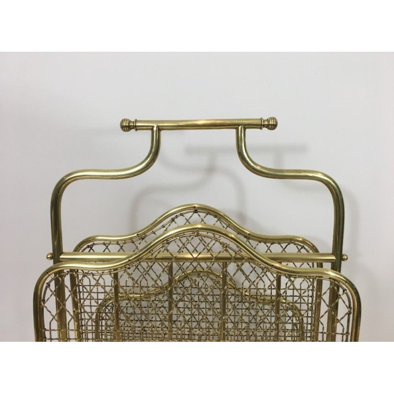 Neoclassical Brass Magazine Rack by Maison Jansen, Circa 1940
