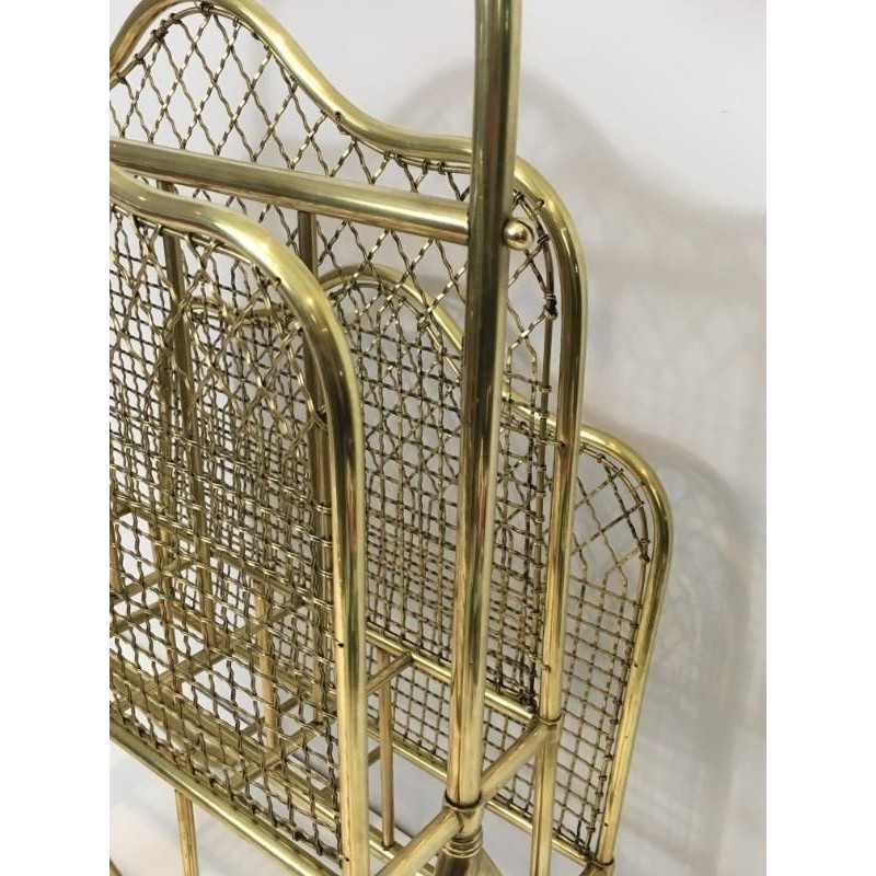 Neoclassical Brass Magazine Rack by Maison Jansen, Circa 1940