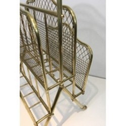 Neoclassical Brass Magazine Rack by Maison Jansen, Circa 1940