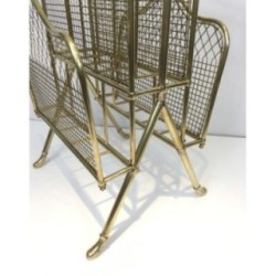 Neoclassical Brass Magazine Rack by Maison Jansen, Circa 1940