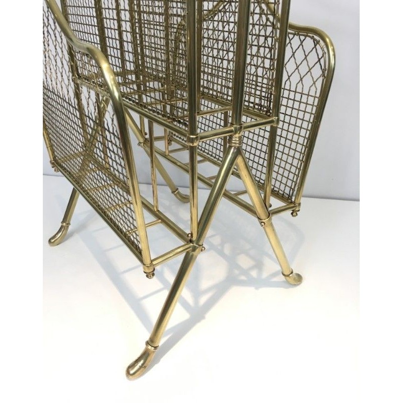 Neoclassical Brass Magazine Rack by Maison Jansen, Circa 1940