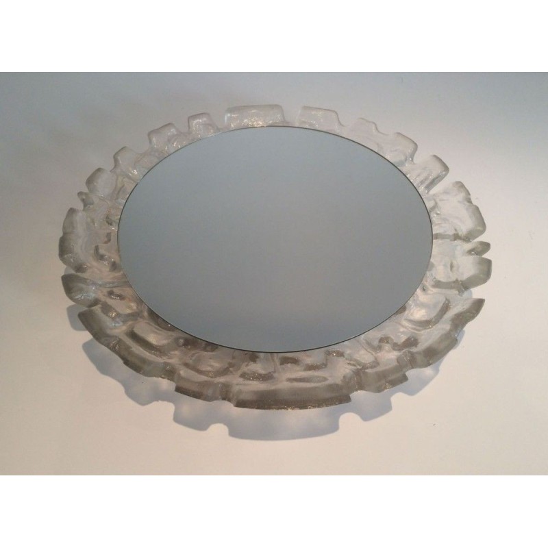 Illuminated Mirror in Molded White Plastic, 1970s Production