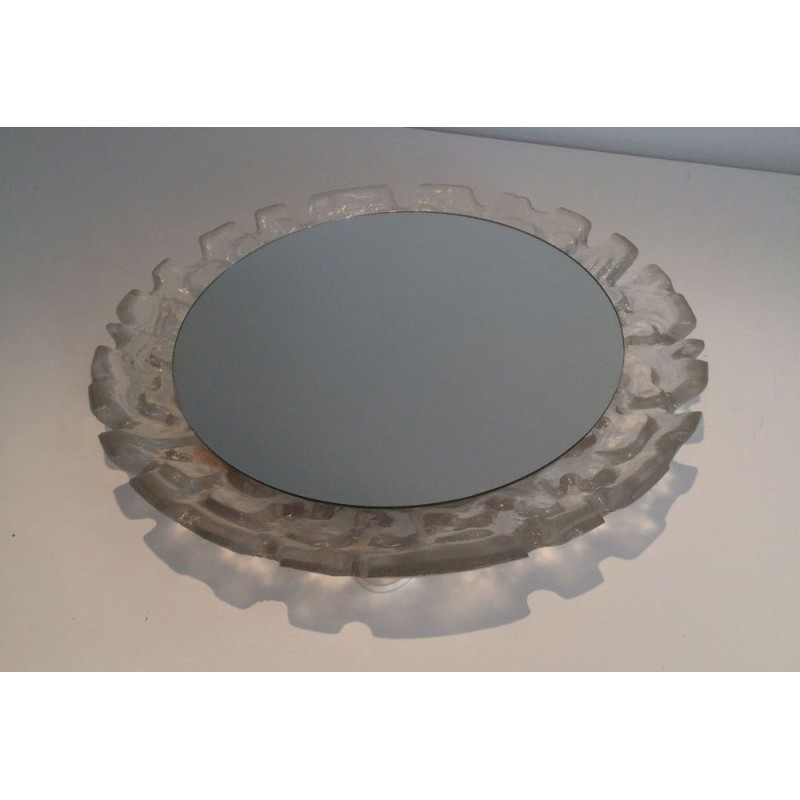 Illuminated Mirror in Molded White Plastic, 1970s Production